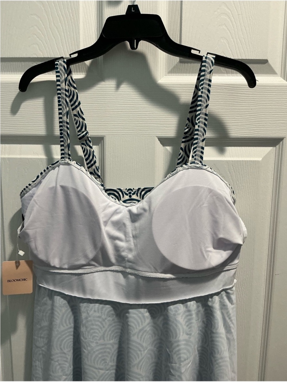 Sold ** BloomChic Navy and White Swim Mini with Geometric Fans - Picture 8 of 12